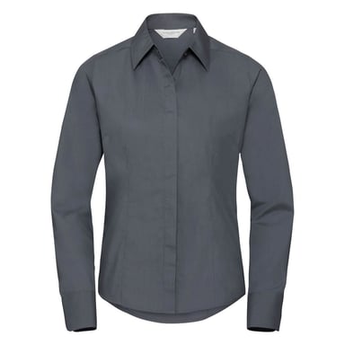 Russell Collection - Popeline-Bluse mit langen Ärmeln - Damen (Grau)