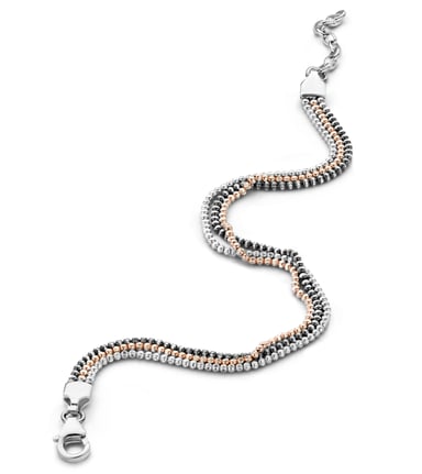 Orphelia Damen-Armband aus 925er Sterlingsilber – Silber/Roségold/Schwarz ZA-7203