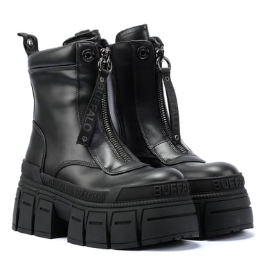 Buffalo Gospher Zip Damen Schwarze Stiefel