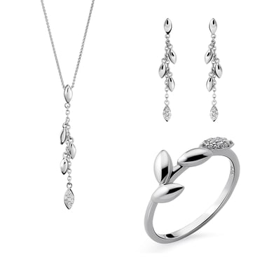 Orphelia 'Loana' Damen-Set aus 925er Sterlingsilber: Halskette + Ohrringe + Ring – Silber SET-7505