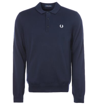 Polo Manches Longues Classic Fred Perry Pour Homme en Bleu Marine