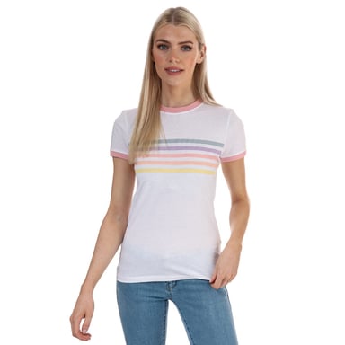 T-shirt cercles arc-en-ciel Brave Soul Pour Femme en Blanc Rose