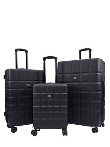 Schwarzes Hartschalen-Klassiker-Kofferset mit 8 Rädern, Handgepäck, Reisetasche