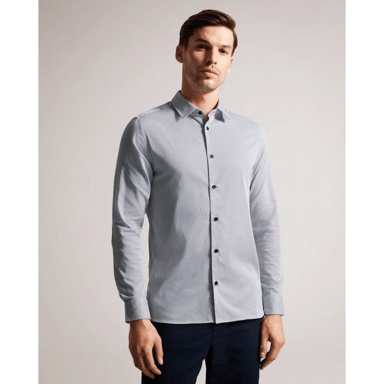Chemise Alham manches longues Fine Geo Stretch Ted Baker Pour Homme en Bleu Marine