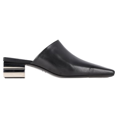 Balenciaga Typo Chrome Absatzmules aus schwarzem Leder