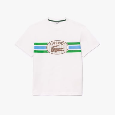 Men's Lacoste Monogram Print Cotton T-Shirt in White