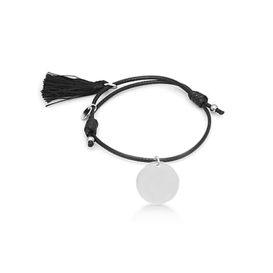 Luxenter my sunshine Armband aus 925er Sterlingsilber und schwarzer Baumwolle mit rhodinierter Oberfläche
