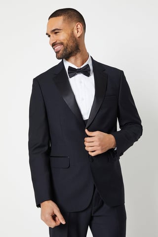 Tailored Fit Black Tuxedo Suit Jacket
