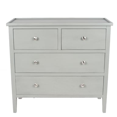 Pine Wood Antique Silver Handled 4-Drawer Unit