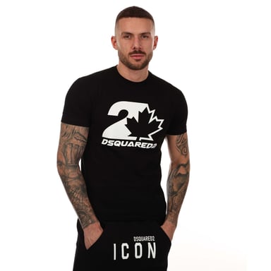 T-shirt Maple Leaf Logo DSquared2 Pour Homme en Noir