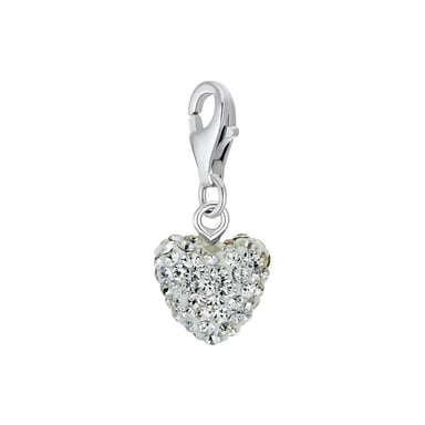 Amor Charm pour dames, verre cristal en argent 925 sterling | coeur