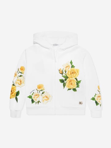 Dolce & Gabbana Girls Rose Print Hoodie in Multicolour