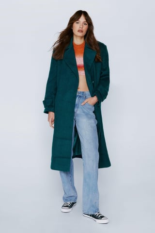 Premium Epaulet Detail Oversized Wool Blend Coat