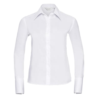 Russell Collection Bluse, Langarm, bügelfrei (Weiß)