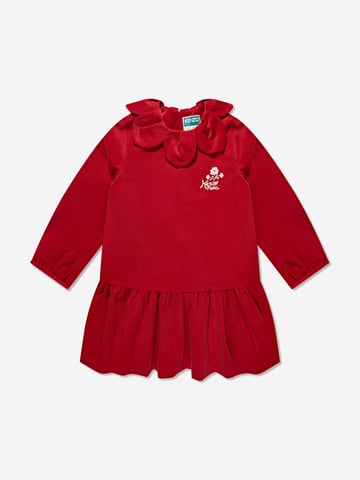 KENZO Girls Palatine Velvet Dress in Red