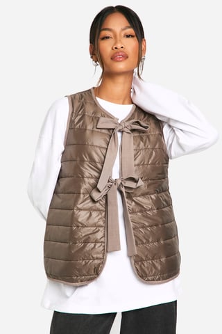 Bow Detail Padded Gilet