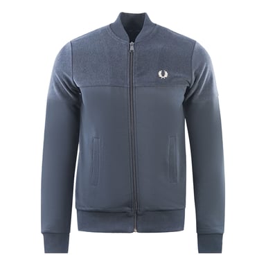 Fred Perry Frottee-Paneel Marineblaue Trainingsjacke
