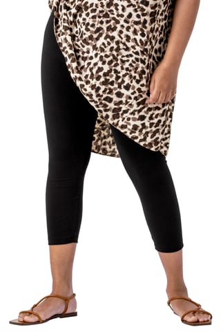 Curve Plain Elastic Waist Cropped Leggings