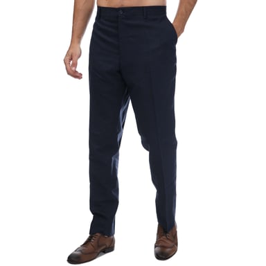 Men's Guide London Italian Cotton and Linen Blend Trousers in Navy