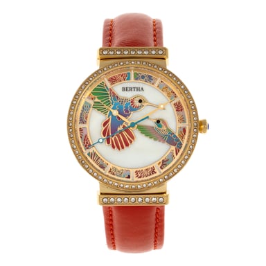 Montre à bracelet en cuir nacre Bertha Emily