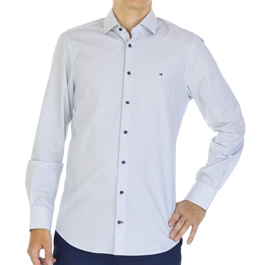 Tommy Hilfiger Homme Chemise Poplin Slim Fit   manches longues Bleu