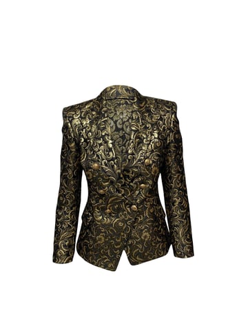 Balmain Metallic Brokatblazer in Gold-Acetat