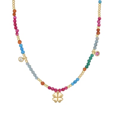 Halskette Luxenter, Mafayaz aus 925er Sterlingsilber und 18K Gelbgold plattiertem Rosenkristall
