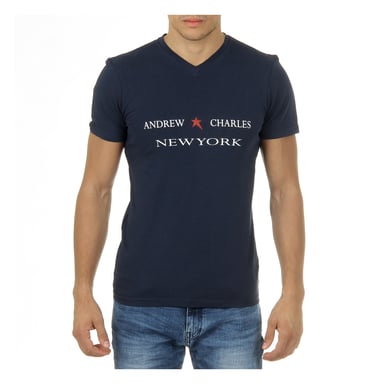 Andrew Charles Herren T-Shirt Kurzarm V-Ausschnitt Blau KENAN