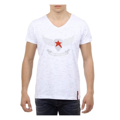 Andrew Charles Herren T-Shirt Kurzarm V-Ausschnitt Weiß CONNOR