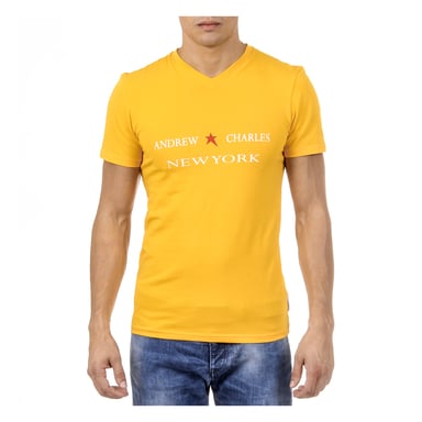 Andrew Charles Herren T-Shirt Kurzarm V-Ausschnitt Gelb KENAN