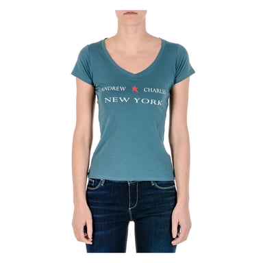 Andrew Charles Damen T-Shirt kurze Ärmel V-Ausschnitt Grün TAPIWA