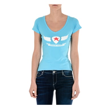 Andrew Charles Damen T-Shirt Kurzarm V-Ausschnitt Hellblau TAPIWA
