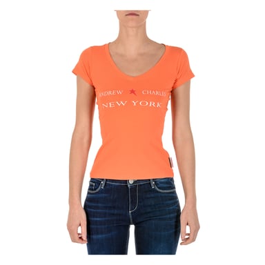 Andrew Charles Damen T-Shirt kurze Ärmel V-Ausschnitt Orange TAPIWA