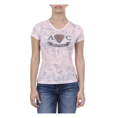 Andrew Charles Damen-T-Shirt mit kurzen Ärmeln und V-Ausschnitt Rosa ALEXA