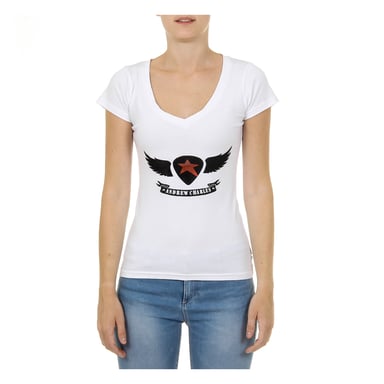 Andrew Charles Damen T-Shirt kurze Ärmel V-Ausschnitt Weiß TAPIWA