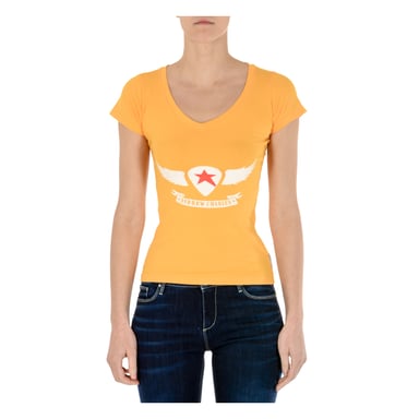Andrew Charles Damen T-Shirt kurze Ärmel V-Ausschnitt Gelb TAPIWA