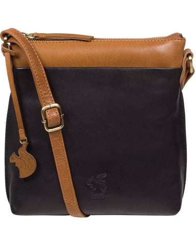'Nikita' Navy & Dark Tan Leather Cross Body Bag