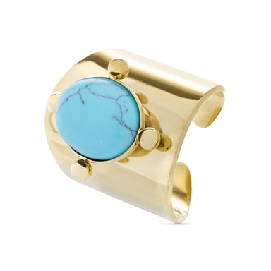 Ring mit Luxenter-Türkis aus 18 Karat Gelbgold - Kumora