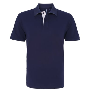 Asquith & Fox Herren Classic Fit Kontrast-Poloshirt (Navy/ Weiß)