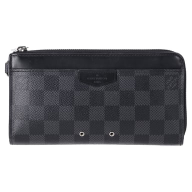 Louis Vuitton Dragonne Zippy Damier Geldbörse aus schwarzem beschichtetem Canvas