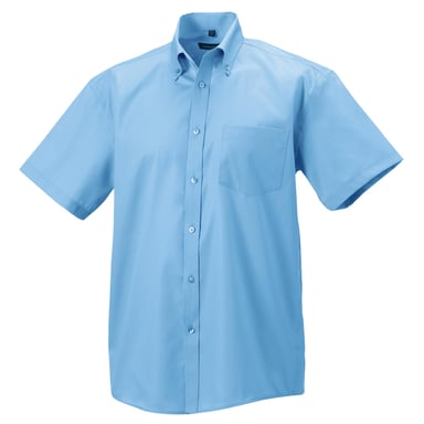 Russell Collection Herren Hemd, Kurzarm, bügelfrei (Hellblau)