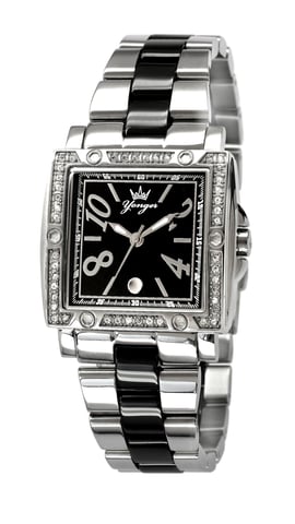 Yonger und Bresson: Zweifarbiges Edelstahlarmband mit Diamanten auf der Lünette Uhr