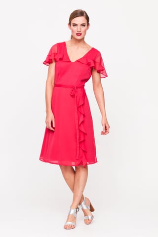 Bright Pink Ruffle Front Dress