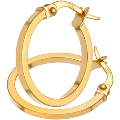 Boucles d'oreilles créoles élégantes en tube carré en or jaune 9 carats de 15 mm de diamètre
