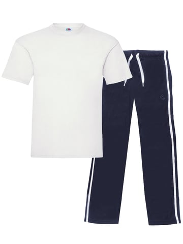 Enzo | Herren T-Shirt & Hose Loungewear Set - Weiß/Navy