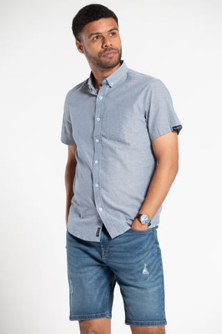 Blue Cotton Chambray Short-Sleeve Shirt