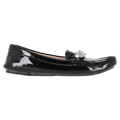 Miu Miu Loafers mit Kristall-Details aus schwarzem Lackleder