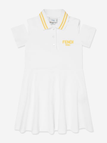 Fendi Girls Logo Polo Dress in White