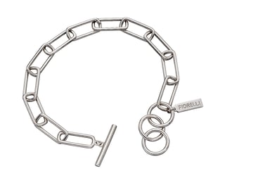 Fiorelli Silver Womens 925 Sterling Silver Wide Link Chain Charm Carrier Bracelet of Length 19cm