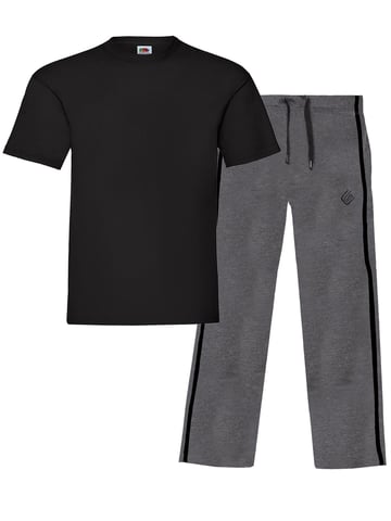 Enzo | Herren T-Shirt & Hose Loungewear Set - Schwarz/Kohle
